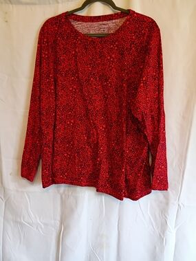 Sonoma Size 3x Red/ Burgundy Long-Sleeve Floral Print Women's Top